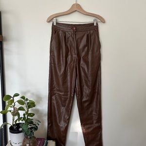 Princess Polly Love Club Brown Vegan Faux Leather Pants Size 2